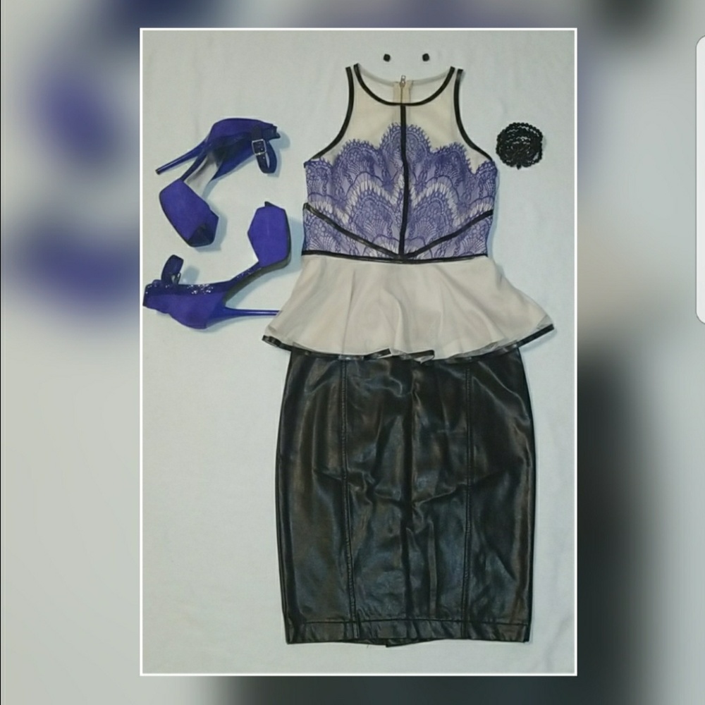 Cute Ruffle bottom Top and Leather Skirt!!